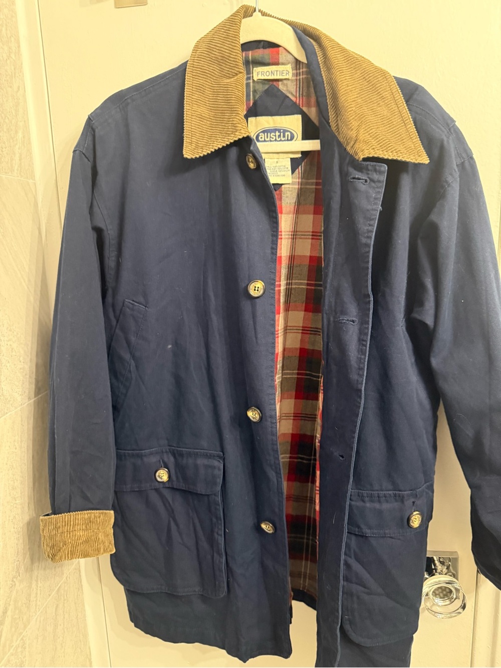 Frontier Navy Canvas Barn Jacket with Contrast Corduroy Collar